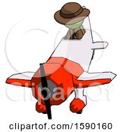 Poster, Art Print Of Green Detective Man In Geebee Stunt Plane Descending Front Angle View