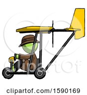 Poster, Art Print Of Green Detective Man In Ultralight Aircraft Side View