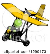Poster, Art Print Of Green Clergy Man In Ultralight Aircraft Top Side View