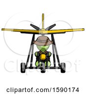 Poster, Art Print Of Green Detective Man In Ultralight Aircraft Front View