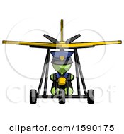 Poster, Art Print Of Green Police Man In Ultralight Aircraft Front View