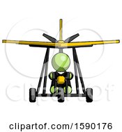 Green Clergy Man In Ultralight Aircraft Front View