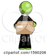 Poster, Art Print Of Green Clergy Man Holding Box Sent Or Arriving In Mail
