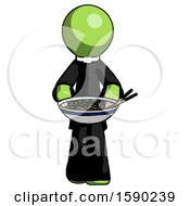 Poster, Art Print Of Green Clergy Man Serving Or Presenting Noodles