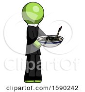 Poster, Art Print Of Green Clergy Man Holding Noodles Offering To Viewer
