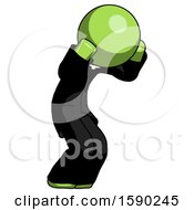 Green Clergy Man With Headache Or Covering Ears Turned To His Right