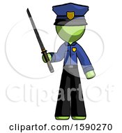 Green Police Man Standing Up With Ninja Sword Katana