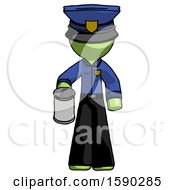 Poster, Art Print Of Green Police Man Begger Holding Can Begging Or Asking For Charity