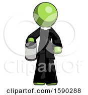Poster, Art Print Of Green Clergy Man Begger Holding Can Begging Or Asking For Charity