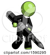 Poster, Art Print Of Green Clergy Man Writing With A Really Big Pen