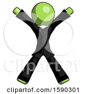 Poster, Art Print Of Green Clergy Man Jumping Or Flailing