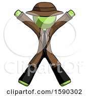 Green Detective Man Jumping Or Flailing
