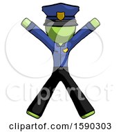 Green Police Man Jumping Or Flailing