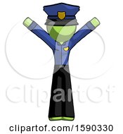 Green Police Man With Arms Out Joyfully