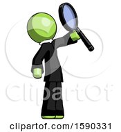 Poster, Art Print Of Green Clergy Man Inspecting With Large Magnifying Glass Facing Up