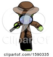 Poster, Art Print Of Green Detective Man Looking Down Through Magnifying Glass