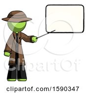 Poster, Art Print Of Green Detective Man Giving Presentation In Front Of Dry-Erase Board