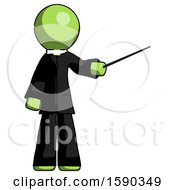 Poster, Art Print Of Green Clergy Man Teacher Or Conductor With Stick Or Baton Directing