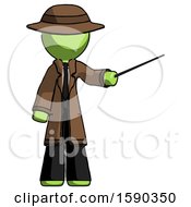 Poster, Art Print Of Green Detective Man Teacher Or Conductor With Stick Or Baton Directing