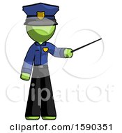 Poster, Art Print Of Green Police Man Teacher Or Conductor With Stick Or Baton Directing