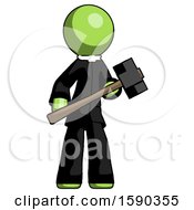 Poster, Art Print Of Green Clergy Man With Sledgehammer Standing Ready To Work Or Defend