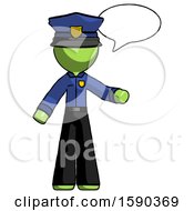 Poster, Art Print Of Green Police Man With Word Bubble Talking Chat Icon