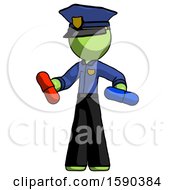Poster, Art Print Of Green Police Man Red Pill Or Blue Pill Concept