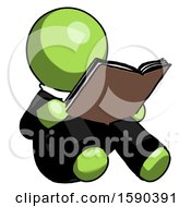 Poster, Art Print Of Green Clergy Man Reading Book While Sitting Down