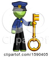 Green Police Man Holding Key Made Of Gold
