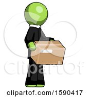 Poster, Art Print Of Green Clergy Man Holding Package To Send Or Recieve In Mail