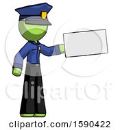 Green Police Man Holding Large Envelope