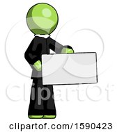 Poster, Art Print Of Green Clergy Man Presenting Large Envelope