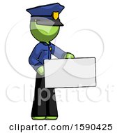 Poster, Art Print Of Green Police Man Presenting Large Envelope
