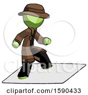 Poster, Art Print Of Green Detective Man On Postage Envelope Surfing