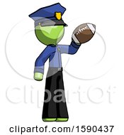 Poster, Art Print Of Green Police Man Holding Football Up