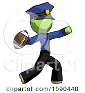 Poster, Art Print Of Green Police Man Throwing Football