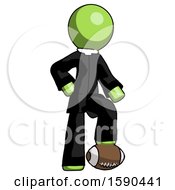 Poster, Art Print Of Green Clergy Man Standing With Foot On Football