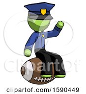 Poster, Art Print Of Green Police Man Sitting On Giant Football