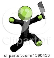 Poster, Art Print Of Green Clergy Man Psycho Running With Meat Cleaver