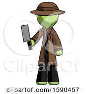 Poster, Art Print Of Green Detective Man Holding Meat Cleaver