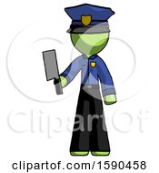 Poster, Art Print Of Green Police Man Holding Meat Cleaver