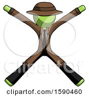 Green Detective Man With Arms And Legs Stretched Out