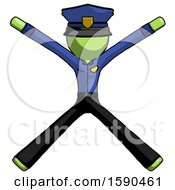 Poster, Art Print Of Green Police Man With Arms And Legs Stretched Out