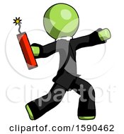 Poster, Art Print Of Green Clergy Man Throwing Dynamite