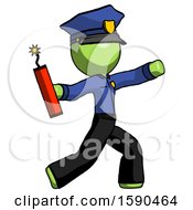Poster, Art Print Of Green Police Man Throwing Dynamite
