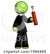 Poster, Art Print Of Green Clergy Man Holding Dynamite With Fuse Lit