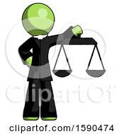 Poster, Art Print Of Green Clergy Man Holding Scales Of Justice