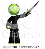 Green Clergy Man Holding Sword In The Air Victoriously