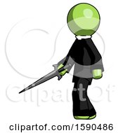 Poster, Art Print Of Green Clergy Man With Sword Walking Confidently