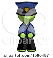 Poster, Art Print Of Green Police Man Squatting Facing Front